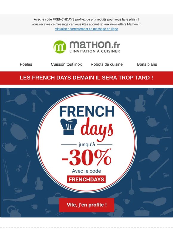 Demain il sera trop tard : French Days jusqu'à -30% sur les plus grandes marques !