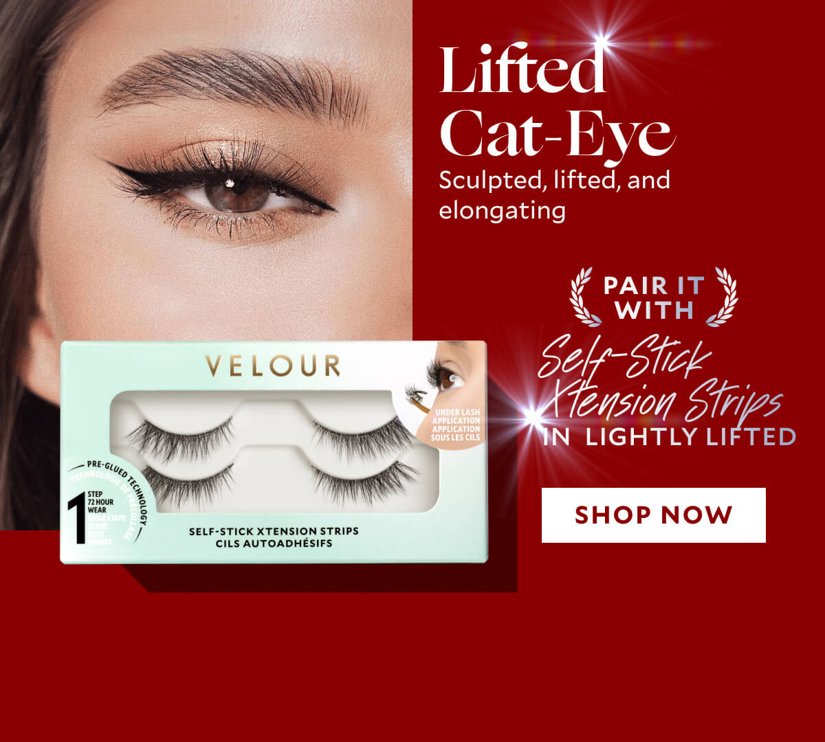 Lifted Cat-Eye Sculpted, lifted, and elongating Pair it with: Self-Stick Xtension Strips in Lightly Lifted