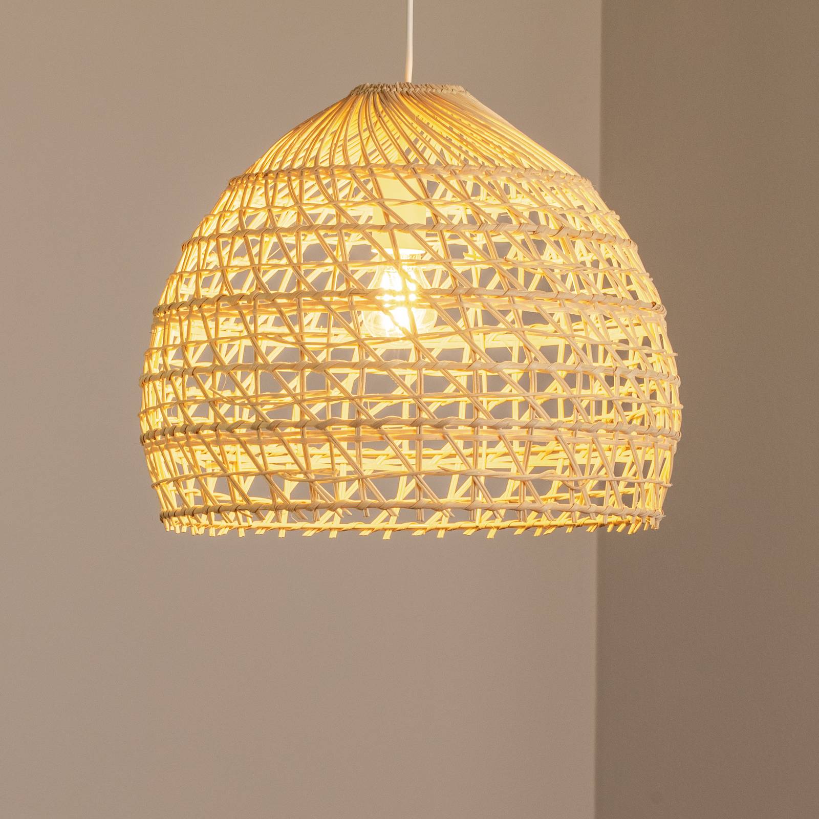 Nowodvorski Lighting Lámpara colgante BOHO, Ø 43 cm, marrón natural, ratán, E27
