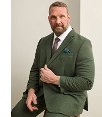 BadRhino Tailoring Big & Tall Khaki Green Linen Suit Jacket