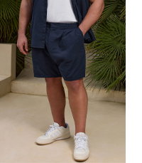 BadRhino Big & Tall Navy Blue Cotton Linen Mix Shorts