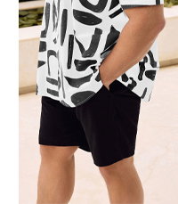 BadRhino Big & Tall Black Cotton Linen Mix Shorts