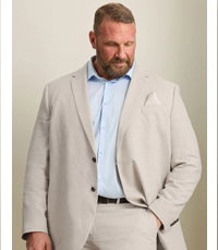 BadRhino Tailoring Big & Tall Oatmeal Brown Linen Suit Jacket