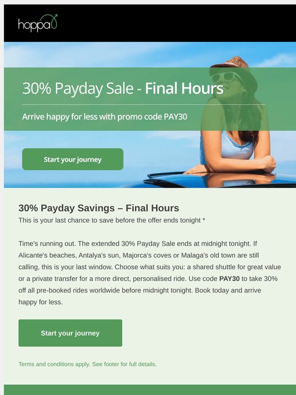 30% Payday Sale ends tonight