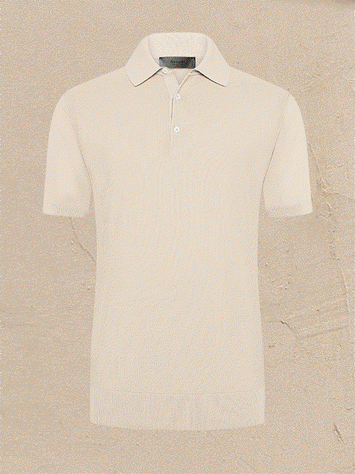 Unifarbenes Poloshirt aus ägyptischer Baumwolle in Reiskornstruktur