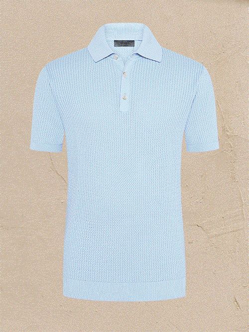 Unifarbenes Strick-Poloshirt aus edler Baumwolle