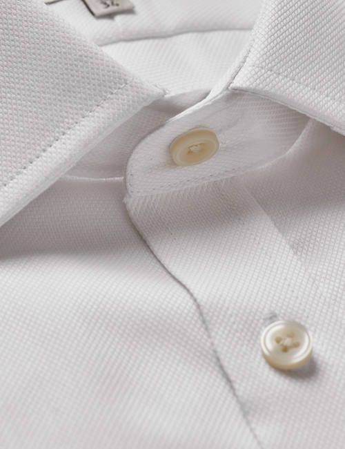 Classic Fit White Pique Non-Iron Shirt
