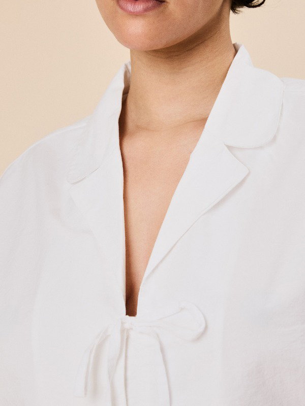 CROPPED COTTON PYJAMAS IN WHITE SHELL