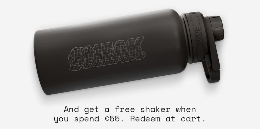 And get a free shaker when you spend €55. Redeem at cart.