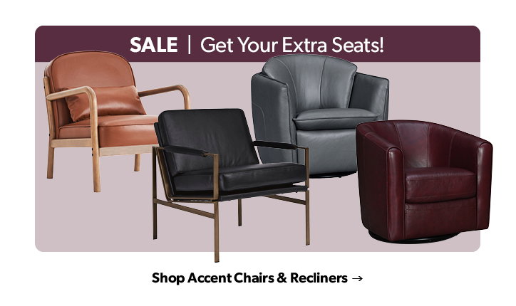 SALE. Get Your Extra Seats! Click to shop Accent Chairs and Recliners