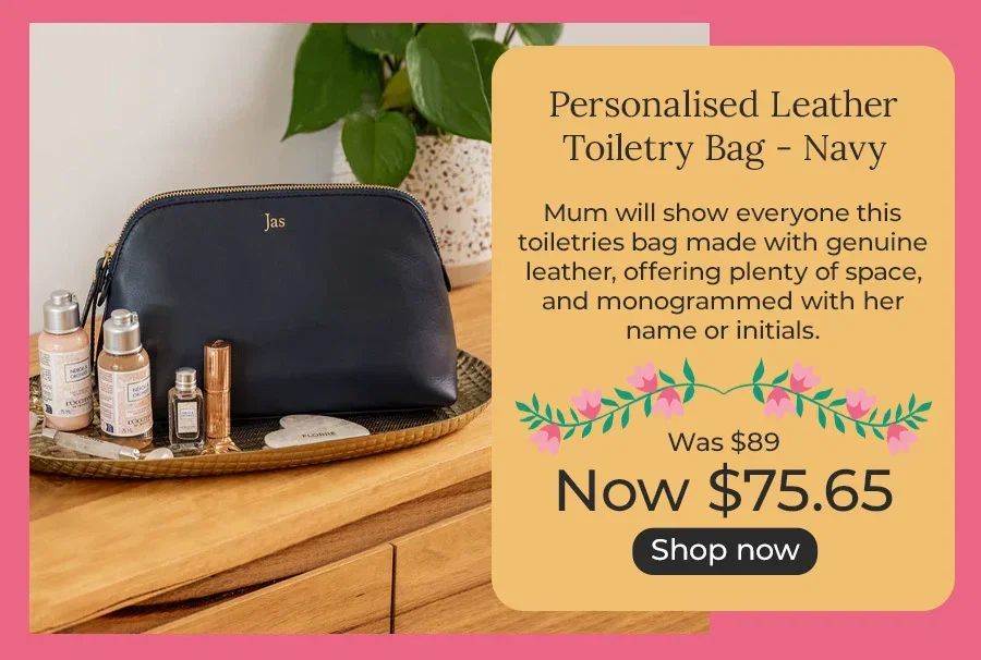 Personalised Leather Toiletry Bag - Navy