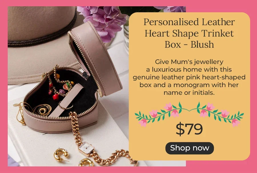 Personalised Leather Heart Shape Trinket Box - Blush