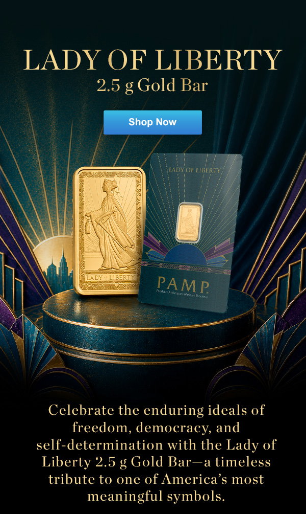 Lady of Liberty 2.5g Gold Bar 