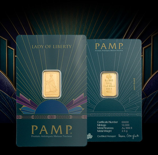 Lady of Liberty 2.5g Gold Bar 