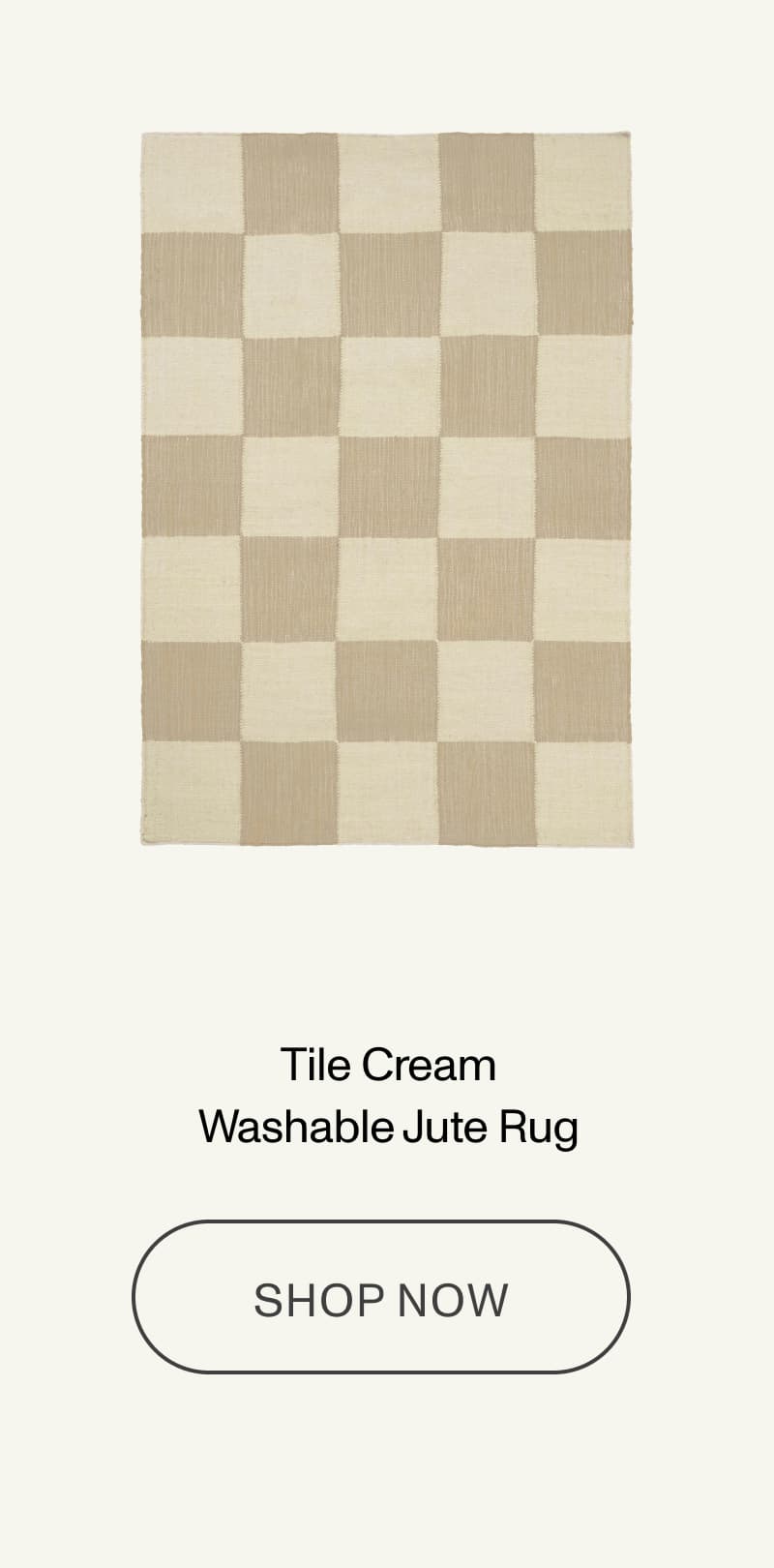 Tile Cream Washable Jute Rug