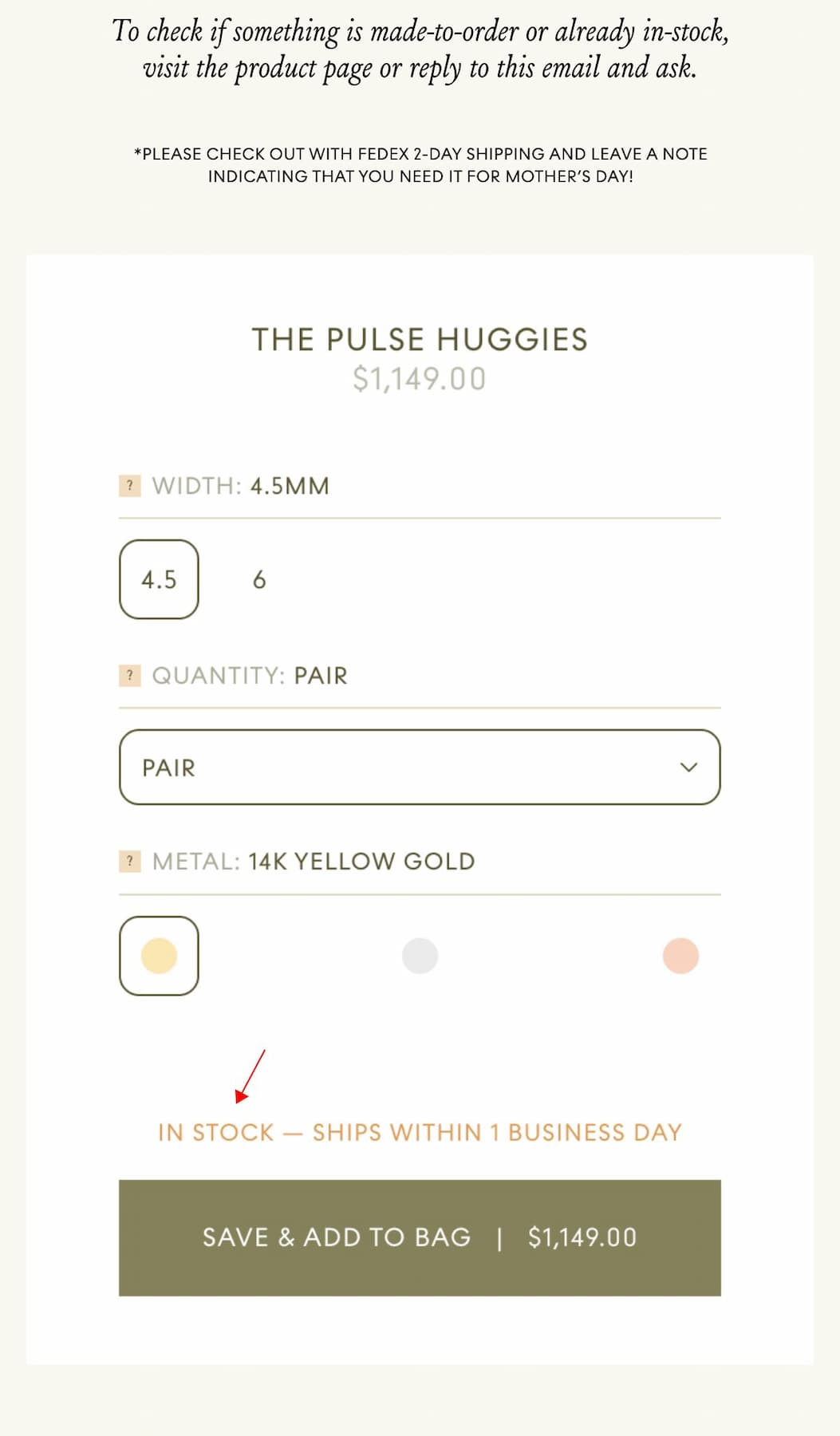 Check to See if Made-to-Order or In-Stock