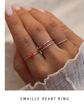 Emaille Heart Ring - rosévergoldet mit rotem Herz