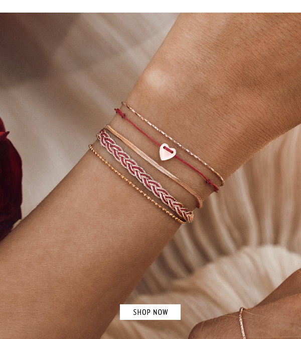 Pure Heart Armband - rosé vergoldetes Herz mit bordeaux Textilband