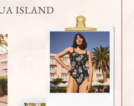 Cath Kidston Monochrome Island Print Frill Trim Swimsuit