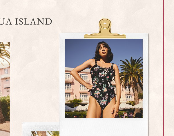 Cath Kidston Monochrome Island Print Frill Trim Swimsuit