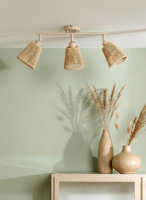 Spot pour plafond Lindby Anuva, 72 cm, beige, papier, à 3 lampes