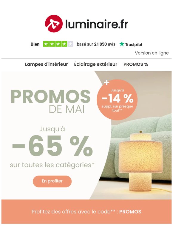 Promos de mai : jusqu'à -65 % de remise + jusqu'à -14 % suppl. 🤩
