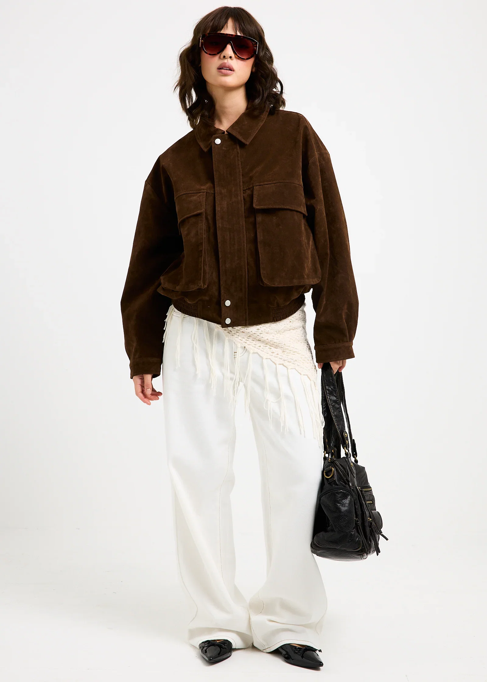 Image of Jen Suede Oversized Patch Pocket Jacket