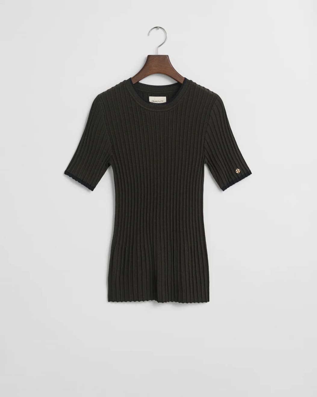 Contrast Ribbed Short Sleeve Sweater