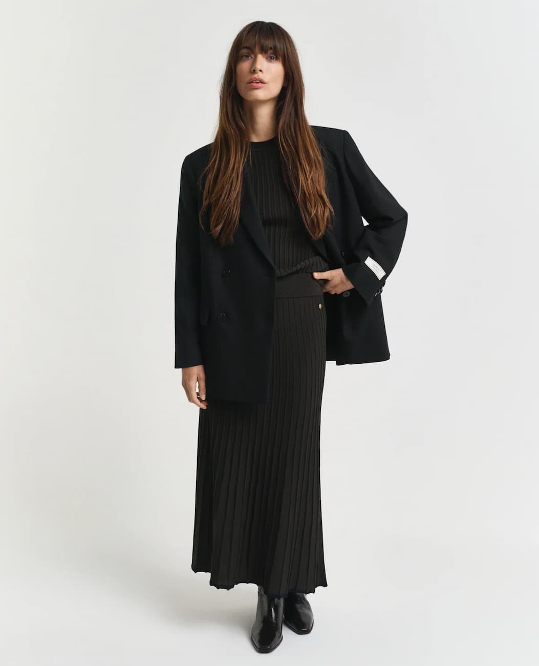 Contrast Ribbed Knit Skirt