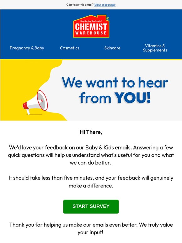 We want to hear from you!