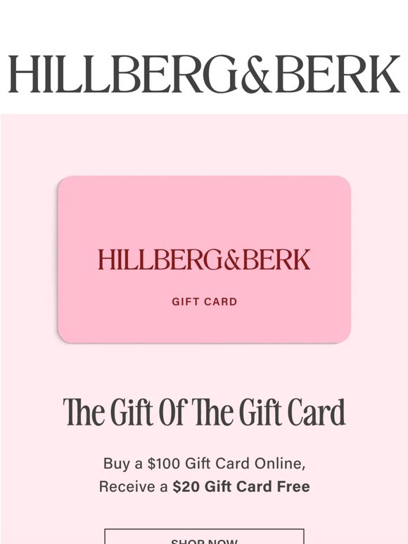 Free $20 gift card—with $100 gift card purchase