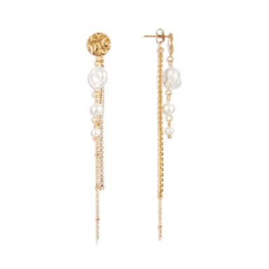 Over & Over Gold Stainless Steel Sparkle Pearl Drop Earrings