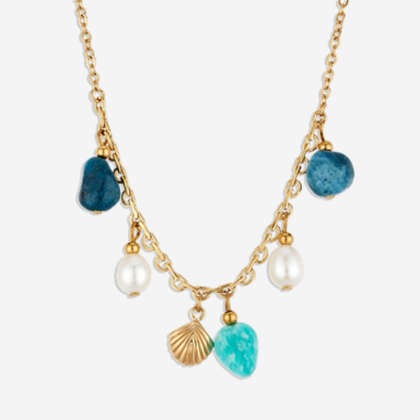 Over & Over Gold 14k Stainless Steel Amazonite Necklace
