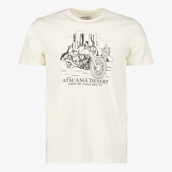 Unsigned heren T-shirt met opdruk creme