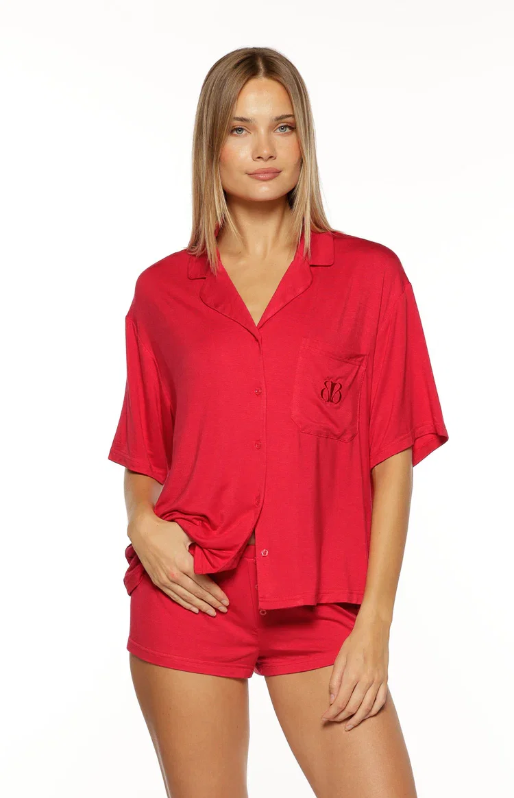 Image of Jamey Burgundy Mini Pajama Shorts