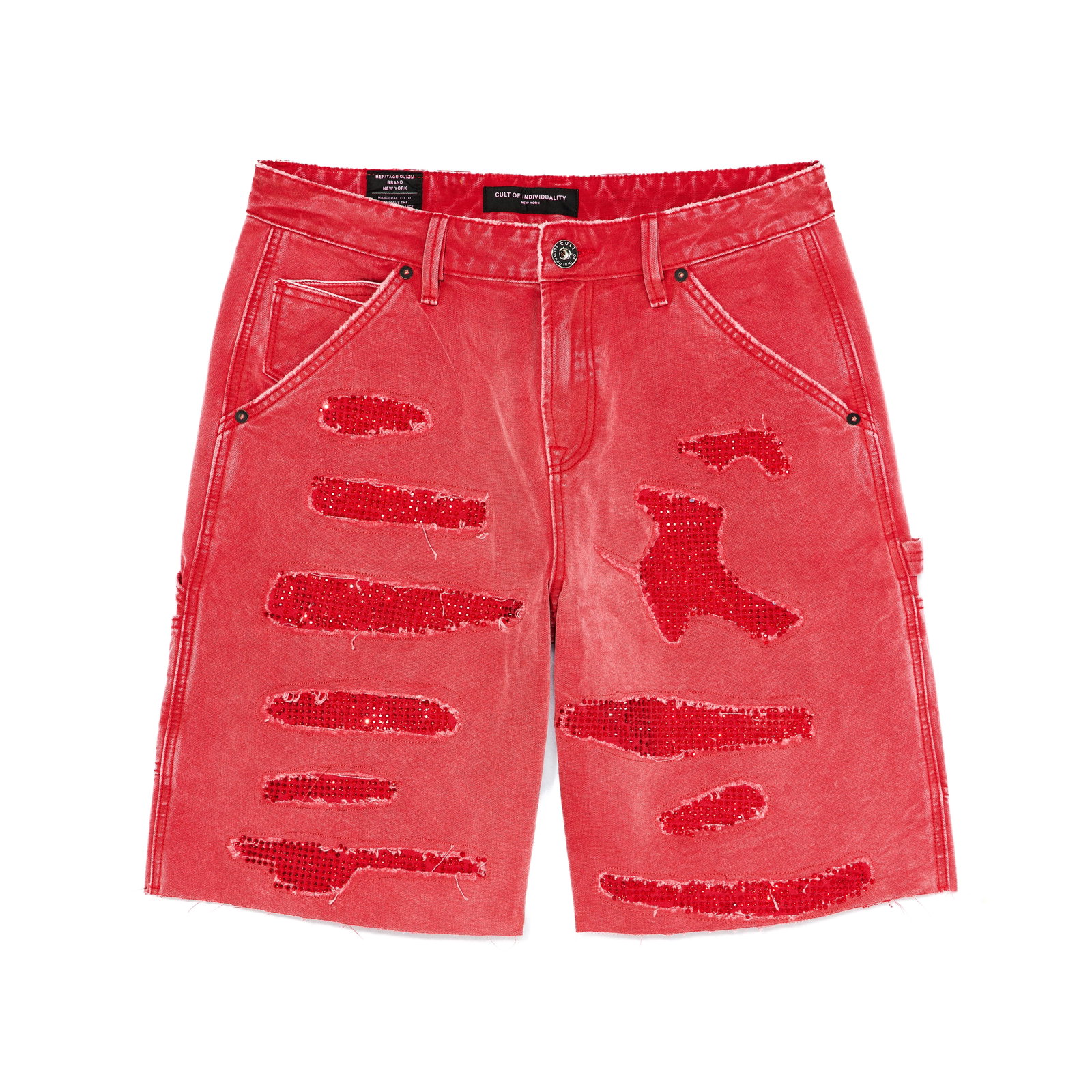 Image of Cult's Grunge Carpenter Shorts in Red Canvas