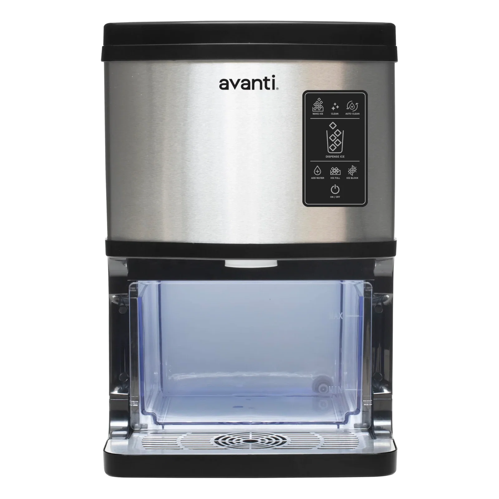 Image of Avanti Nugget Ice Maker with Digital Controls and Dispenser Countertop Use Self-Cleaning Makes 33lbs of Chewable Ice Per Day, Includes Ice Bin, 195-Watts, Stainless Steel 195 Watt Digital