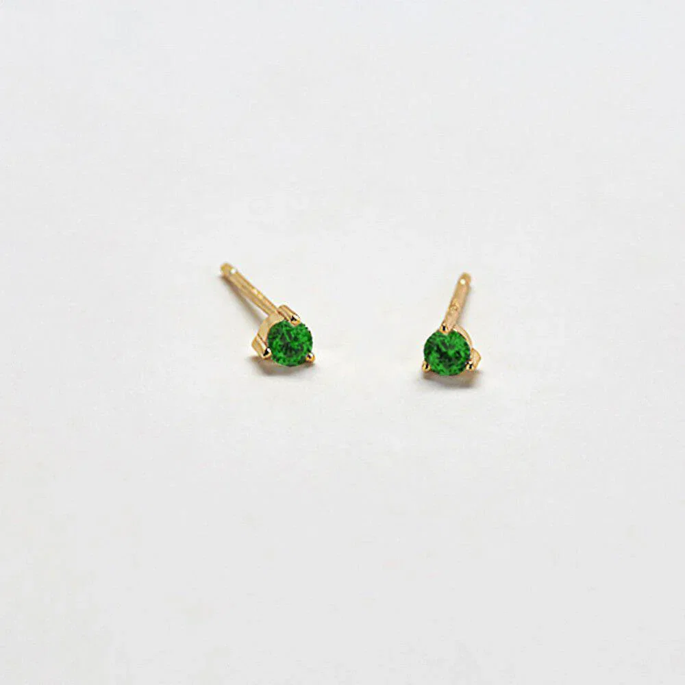 Image of Green CZ Round Stud Earrings