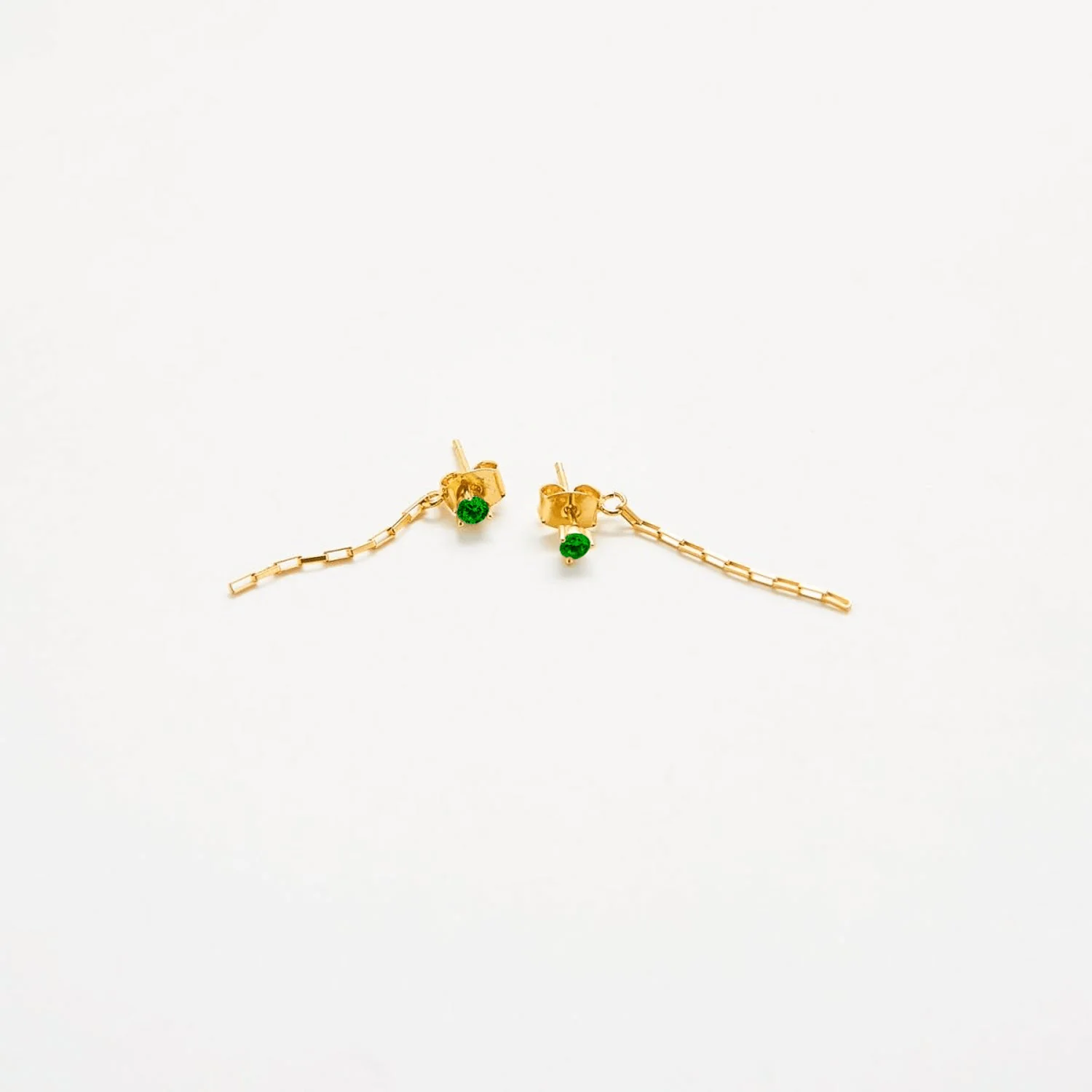 Image of Green CZ Chain Jacket Earrings
