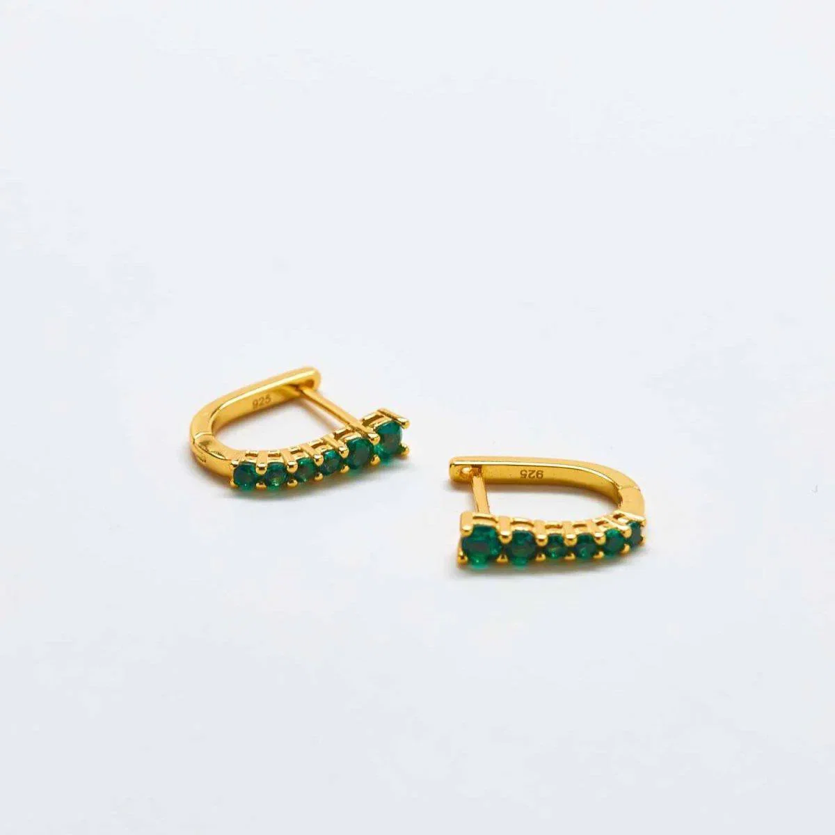 Image of Green CZ Huggie Hoop Earrings