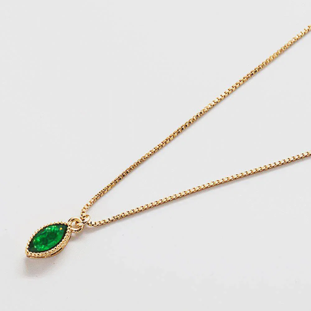 Image of Green CZ Teardrop Dainty Necklace