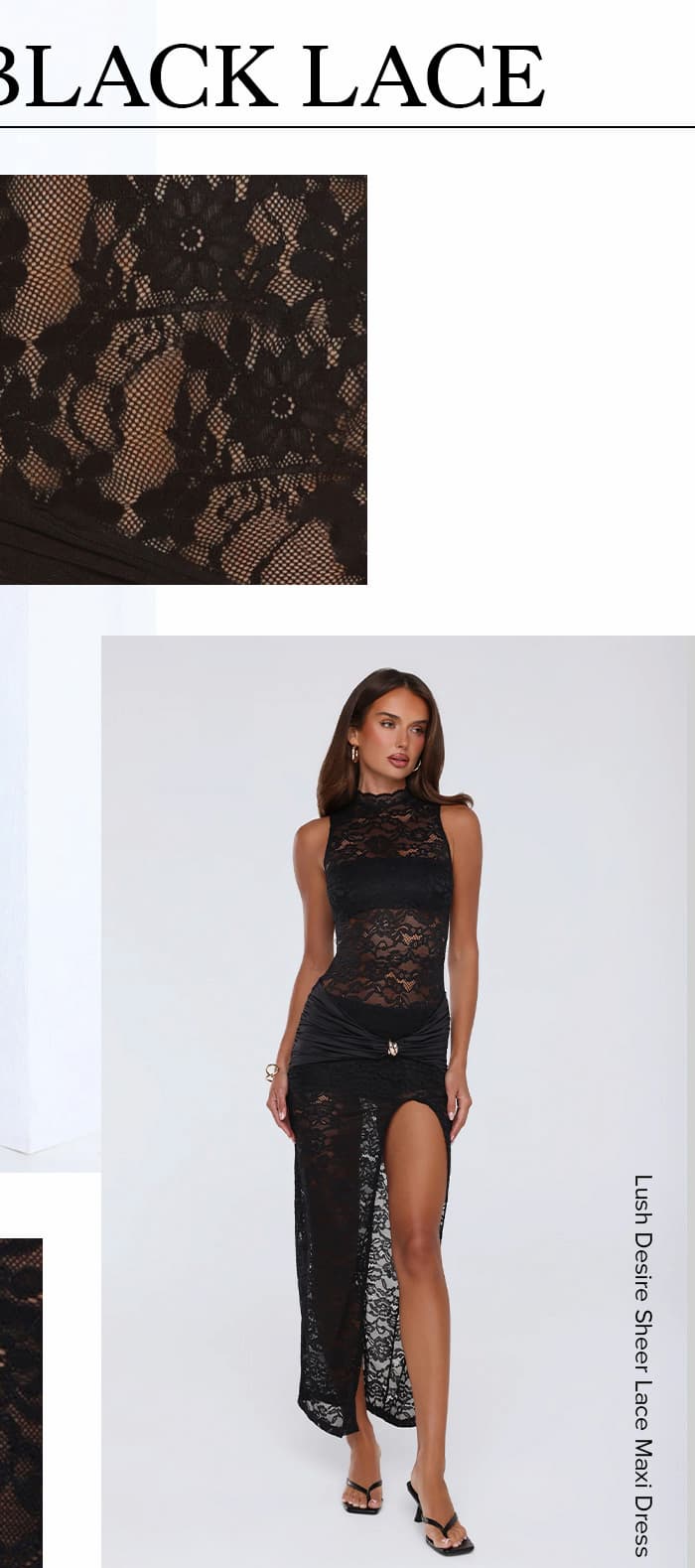 Lush Desire Sheer Lace Maxi Dress Black