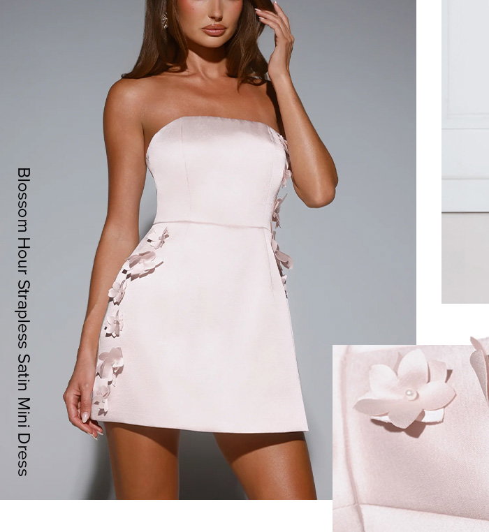 Blossom Hour Strapless Satin Mini Dress Pink
