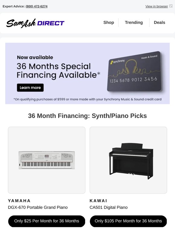 🎹 Your dream synths and pianos await with 36 months of financing!