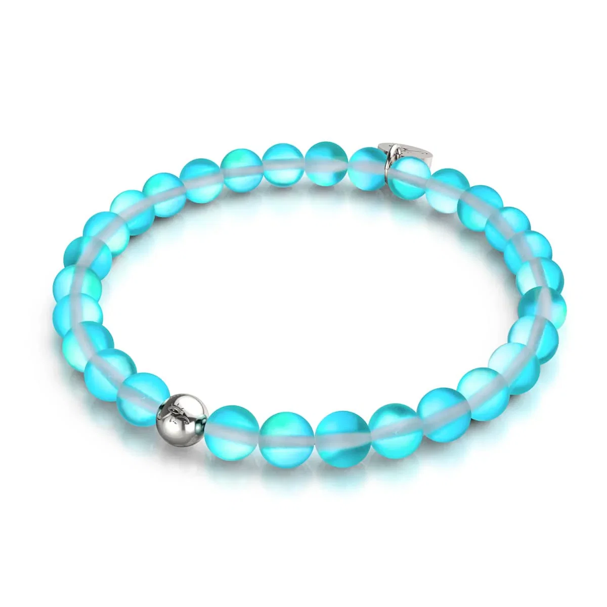Image of NOGU Aquamarine | Silver | Mermaid Glass Bead Bracelet in Light Blue Silver