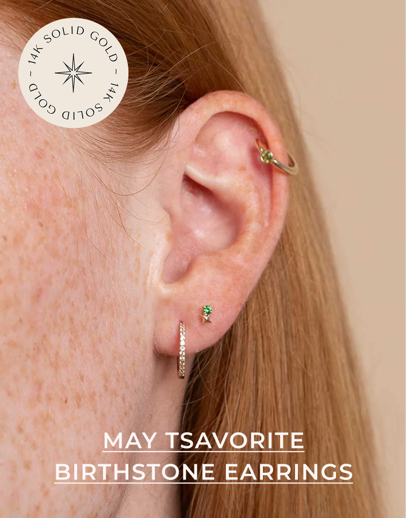 May tsavorite birthstone earrings