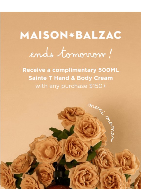LAST CHANCE FOR A COMPLIMENTARY SAINTE T CREAM