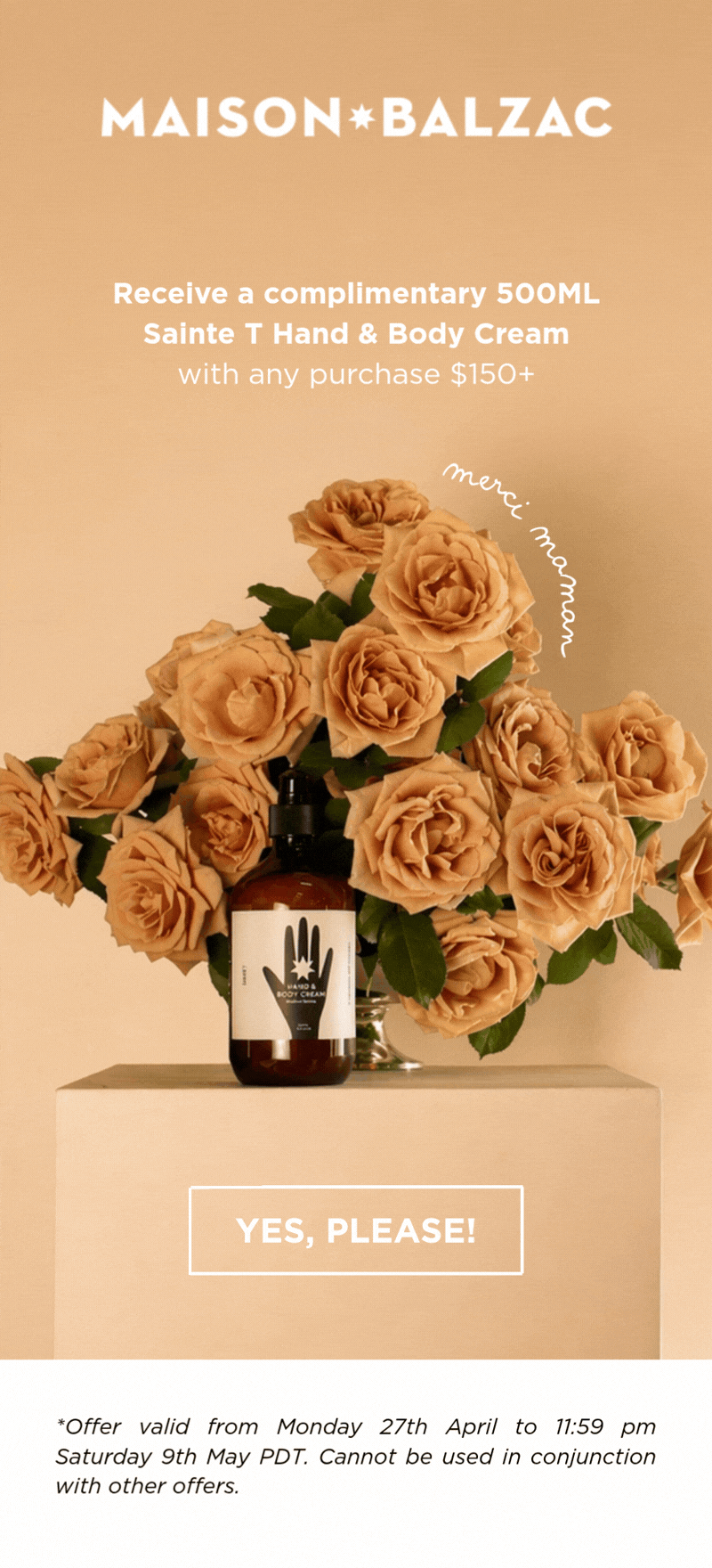 LAST CHANCE - free Sainte T Hand & Body Cream