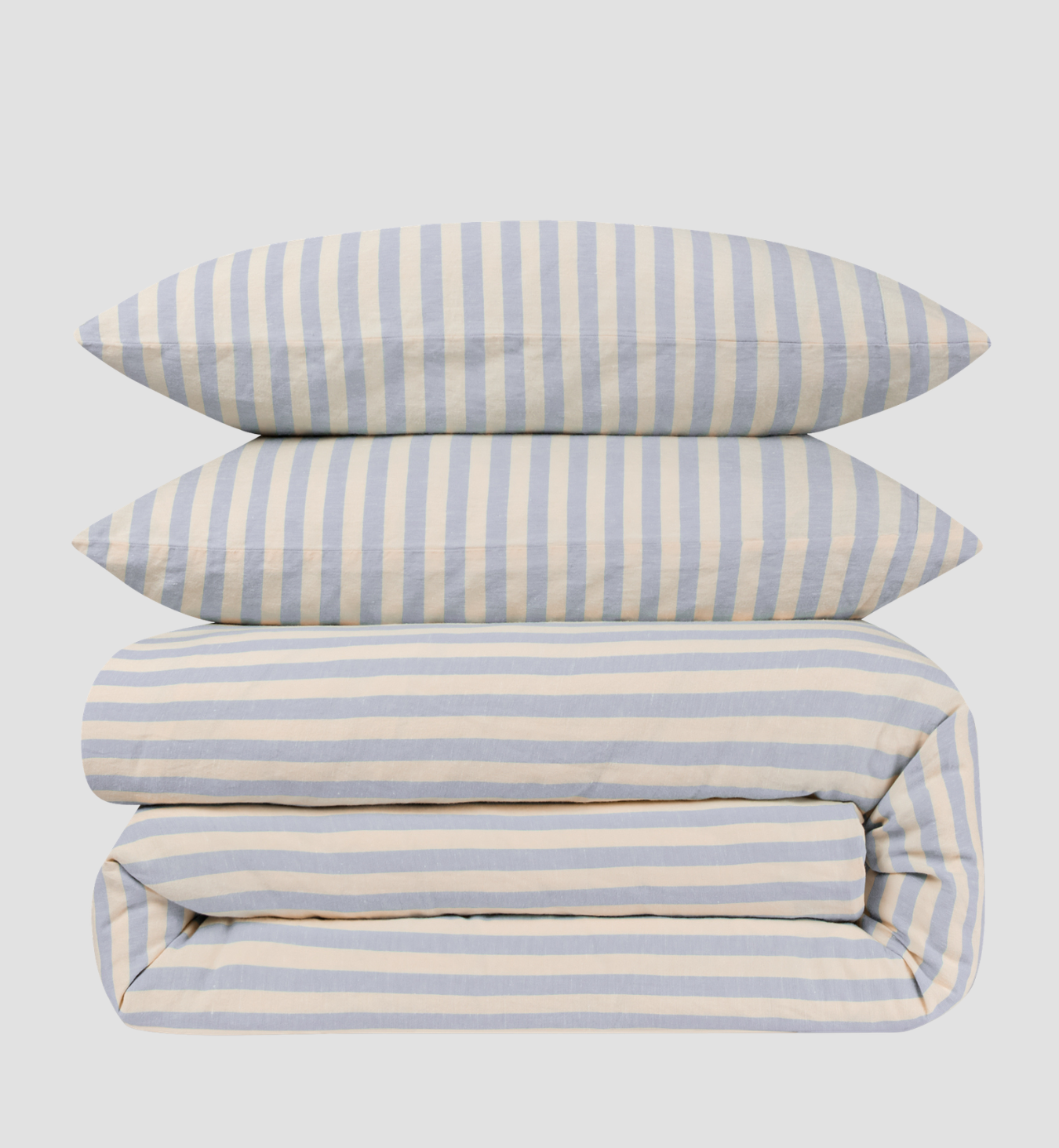 Coastal Blue Pembroke Stripe 100% Linen Duvet Cover