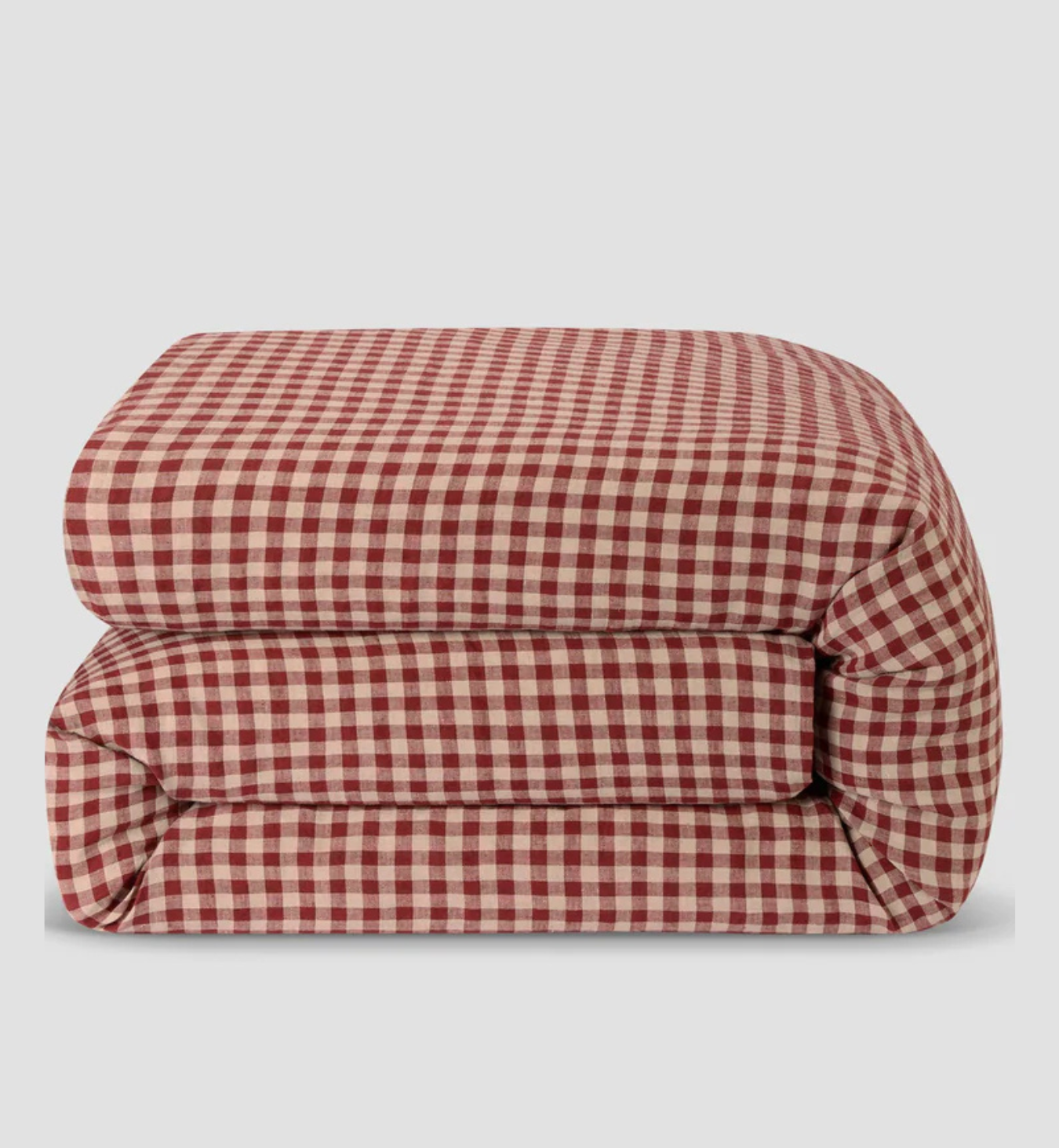 Rhubarb Gingham Linen Blend Duvet Cover